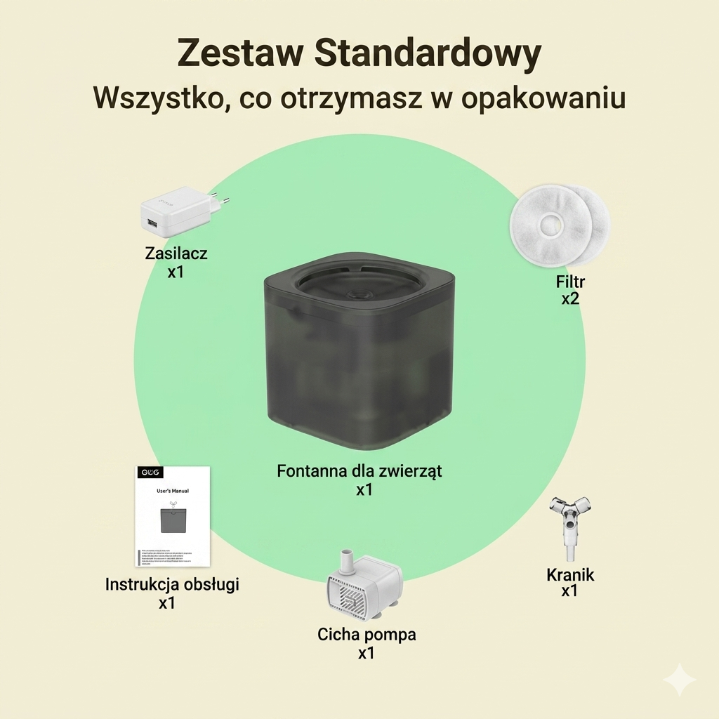 Fontanna dla Kota 2L z Filtrem – Automatyczne Poidło dla Kota i Psa z Cichą Pomp