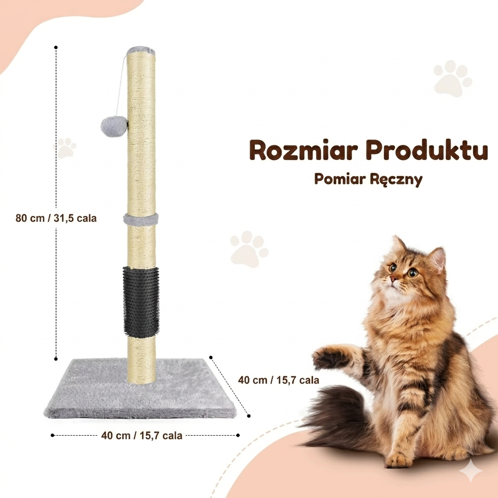 Drapak dla Kota 80 cm – Drzewko dla Kota z Sizalem, Platformą i Zabawkami
