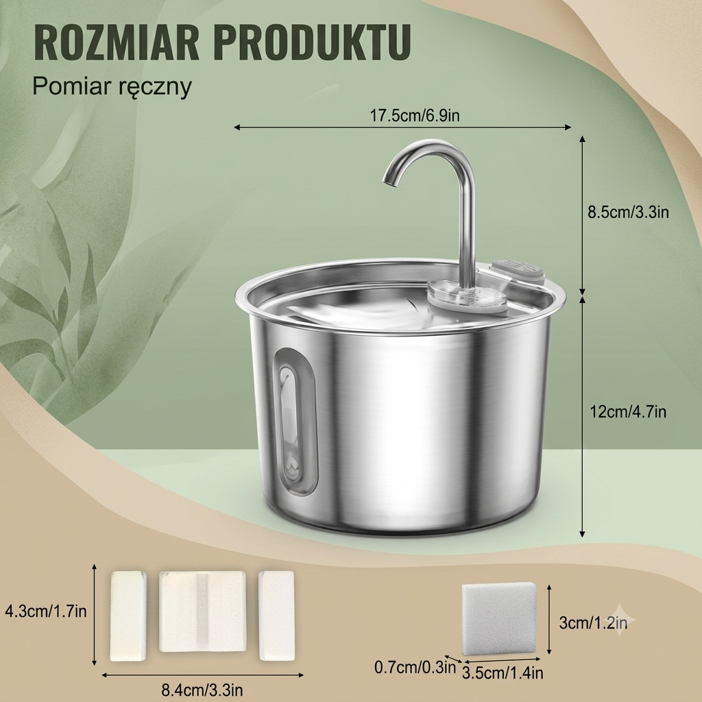 Fontanna dla Kota i Psa 2,2L – Automatyczne Poidło z Potrójną Filtracją i LED