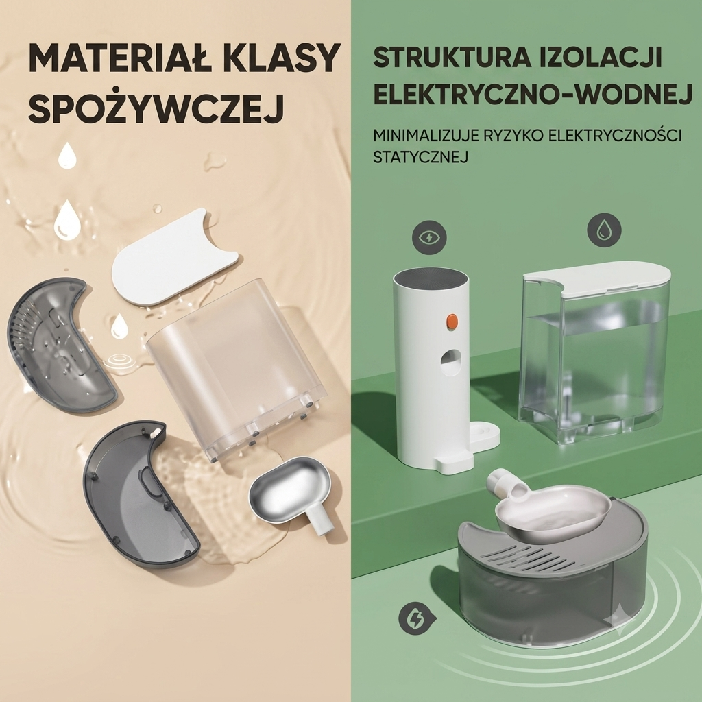 Bezprzewodowa Fontanna dla Kota 3L – Akumulatorowe Poidło USB Ultra Ciche