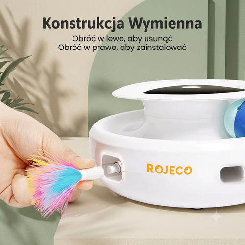Automatyczna Zabawka dla Kota 2w1 – Interaktywna Zabawka z Piórkiem i 5 Trybami Pracy
