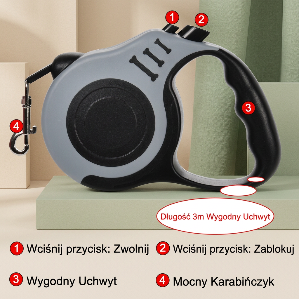 Automatyczna Smycz dla Psa 3 m / 5 m – Zwijana Nylonowa Smycz dla Małych, Średnich i Dużych Psów