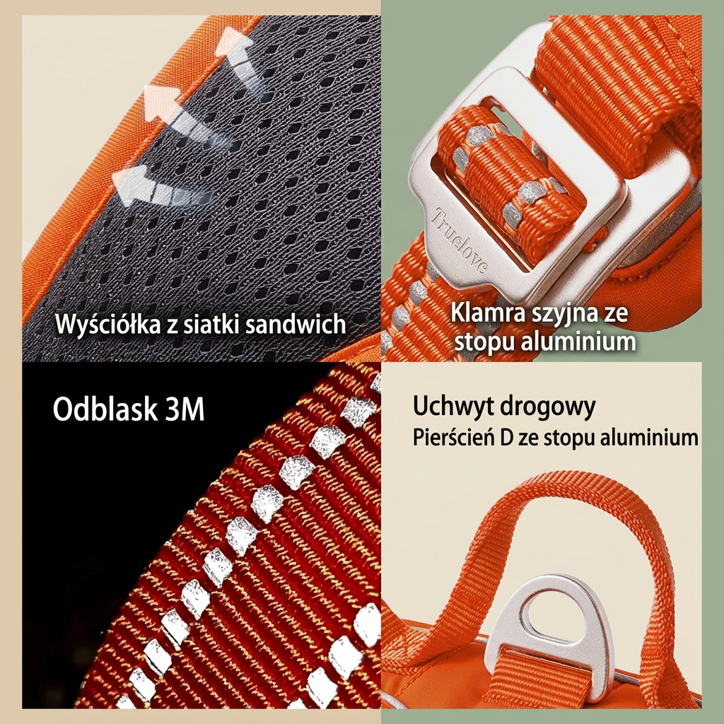 Truelove Szelki Bezuciskowe dla Psa – Odblaskowe Regulowane Szelki No Pull Premium