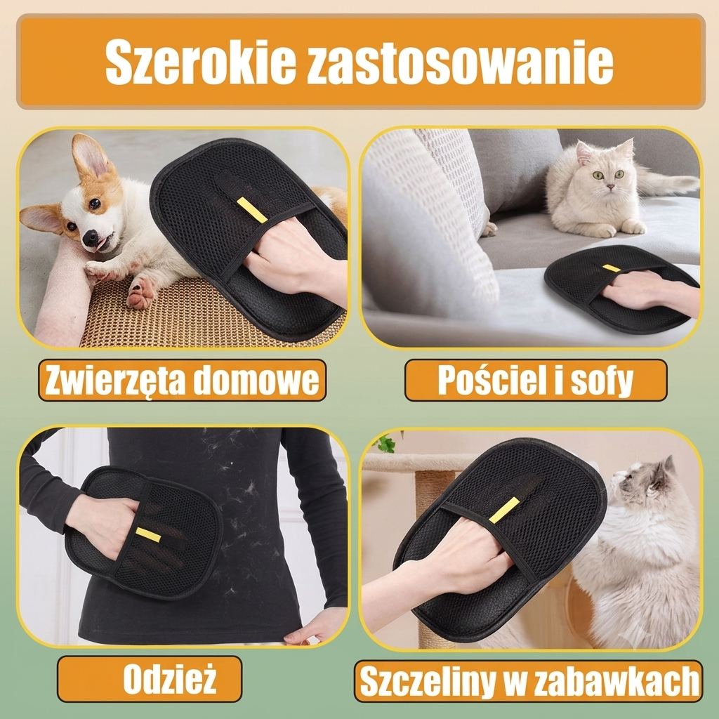 Dwustronna Rękawica do Wyczesywania Sierści Psa i Kota – Rękawica Pielęgnacyjna 2w1