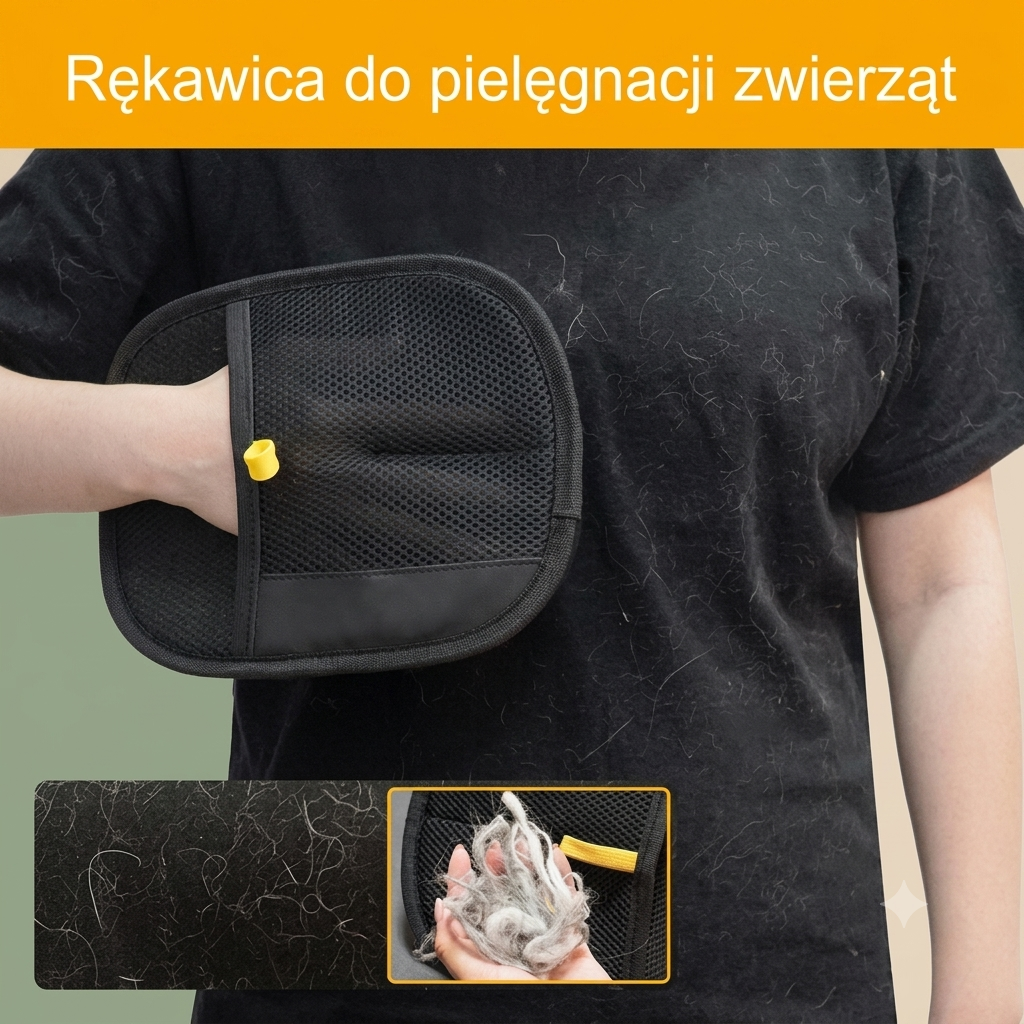 Dwustronna Rękawica do Wyczesywania Sierści Psa i Kota – Rękawica Pielęgnacyjna 2w1