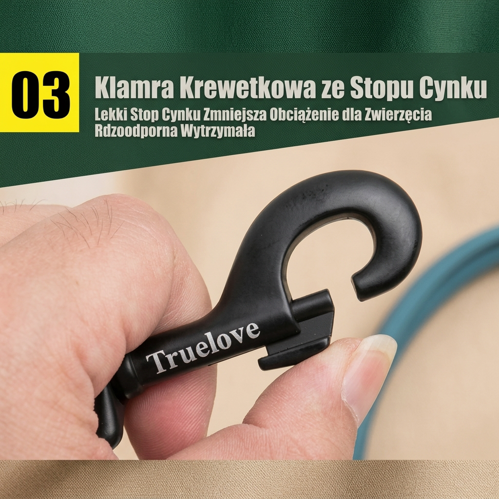 Truelove Odblaskowa Smycz dla Psa 2 m – Miękka Nylonowa Smycz Treningowa Premium