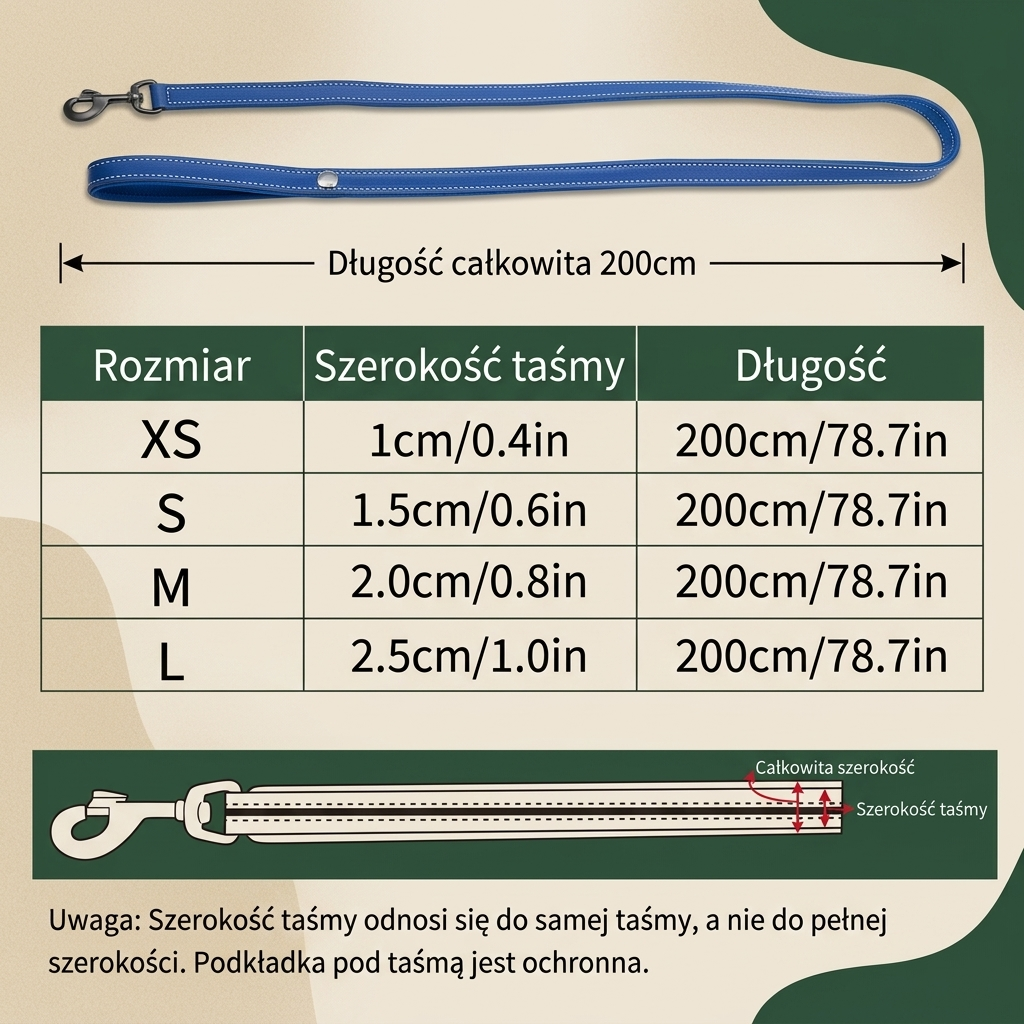 Truelove Odblaskowa Smycz dla Psa 2 m – Miękka Nylonowa Smycz Treningowa Premium