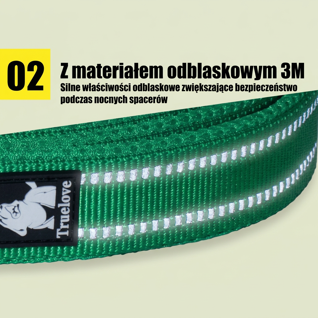 Truelove Odblaskowa Smycz dla Psa 2 m – Miękka Nylonowa Smycz Treningowa Premium