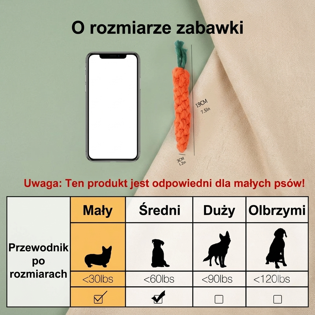 Zabawka Sznurkowa dla Psa Marchewka – Bawełniany Gryzak z Liny